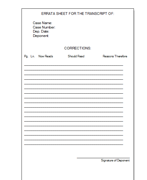 Errata Sheet Template